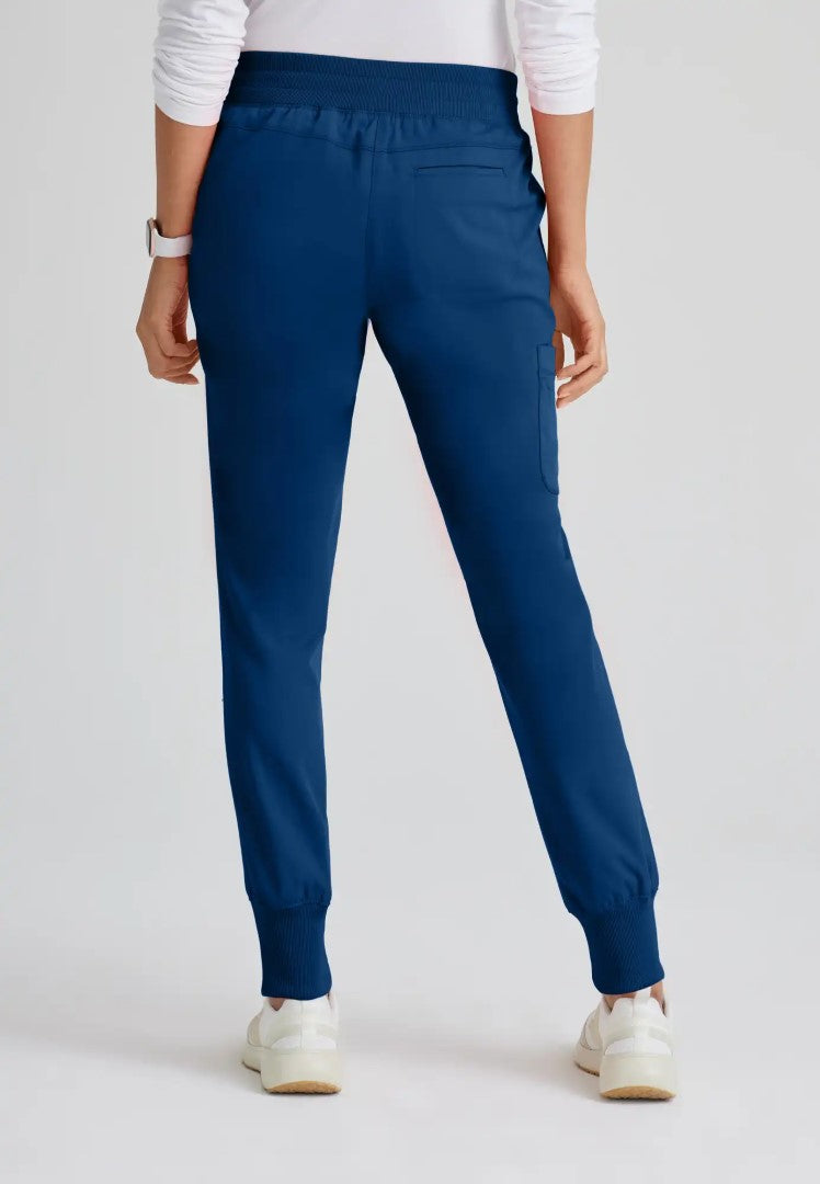 Grey's Anatomy™ Spandex Stretch "Eden" 5-Pocket Mid-Rise Jogger Scrub Pant - Indigo - The Uniform Store