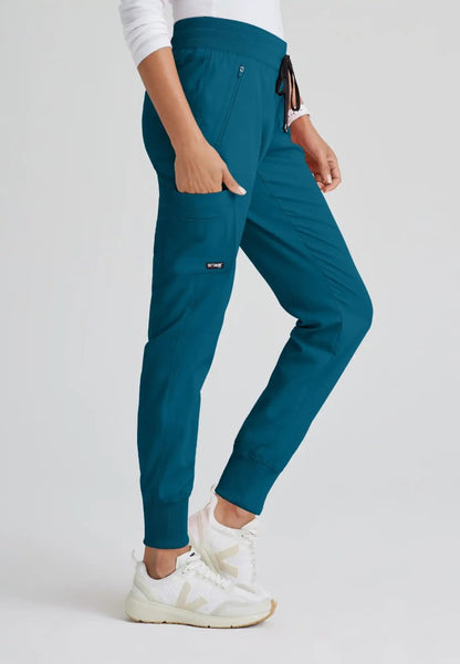 Grey's Anatomy™ Spandex Stretch "Eden" 5-Pocket Mid-Rise Jogger Scrub Pant - Bahama - The Uniform Store
