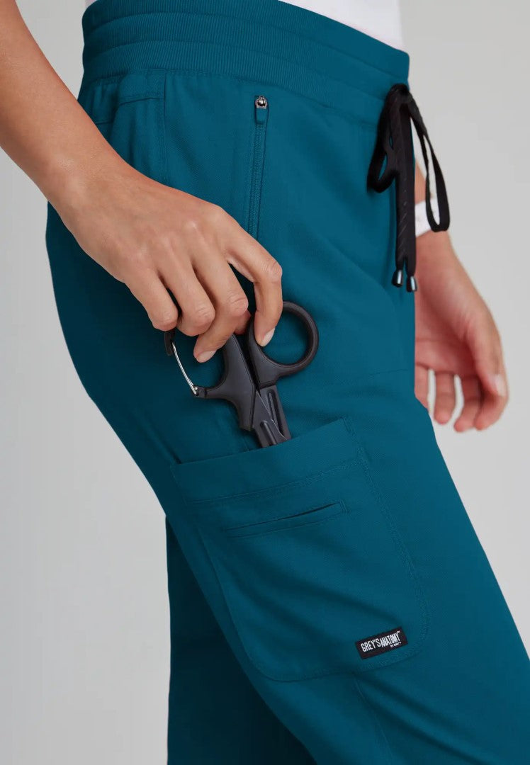 Grey's Anatomy™ Spandex Stretch "Eden" 5-Pocket Mid-Rise Jogger Scrub Pant - Bahama - The Uniform Store