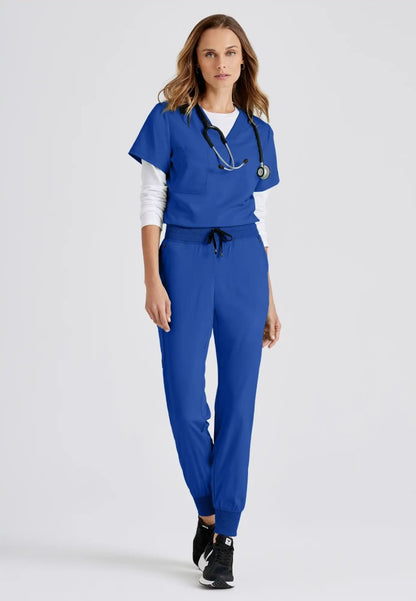 Grey's Anatomy™ Spandex Stretch "Eden" 5-Pocket Mid-Rise Jogger Scrub Pant - Galaxy - The Uniform Store