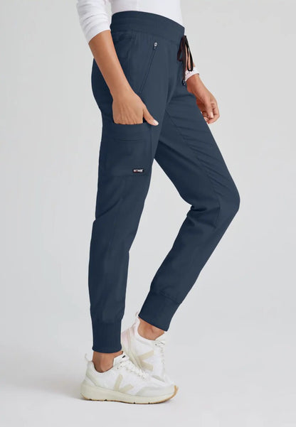 Grey's Anatomy™ Spandex Stretch "Eden" 5-Pocket Mid-Rise Jogger Scrub Pant - Steel - The Uniform Store