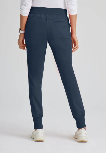 Grey's Anatomy™ Spandex Stretch "Eden" 5-Pocket Mid-Rise Jogger Scrub Pant - Steel - The Uniform Store