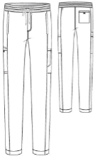 Line Drawing for Hudson 6-Pocket Scrub Pant - Black