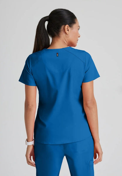 Grey's Anatomy™ Spandex Stretch "Emma" 4-Pocket V-Neck Scrub Top - New Royal - The Uniform Store