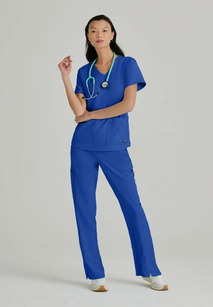 Grey's Anatomy™ Spandex Stretch "Emma" 4-Pocket V-Neck Scrub Top - Galaxy - The Uniform Store