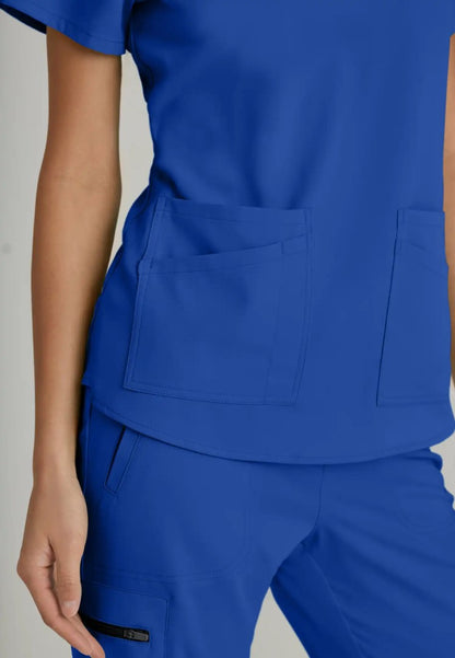 Grey's Anatomy™ Spandex Stretch "Emma" 4-Pocket V-Neck Scrub Top - Galaxy - The Uniform Store