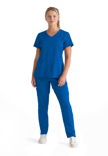 Serena 3-Pocket Ribbed Scrub Top - New Royal