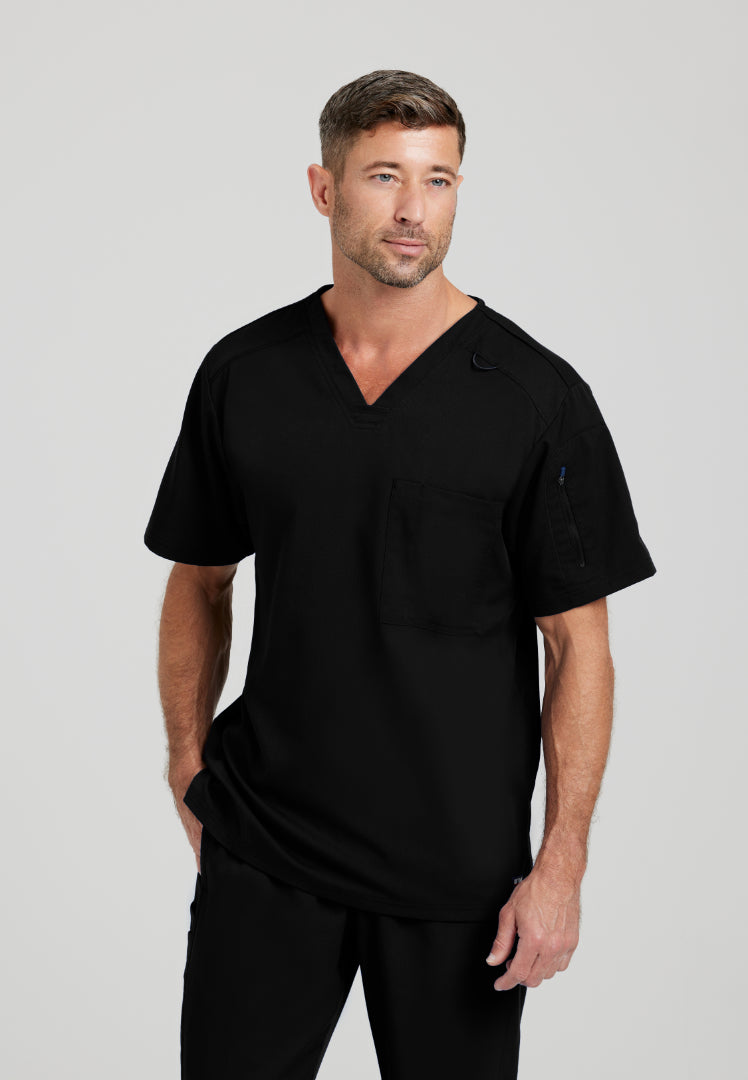 Blusa médica Murphy con cuello en V y dos bolsillos - Negra