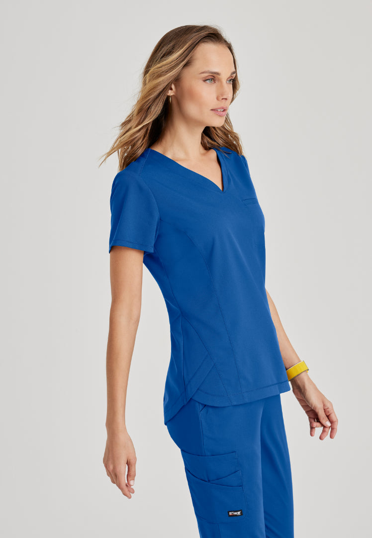 Grey's Anatomy™ Spandex Stretch "Capri" 2-Pocket Scrub Top - New Royal