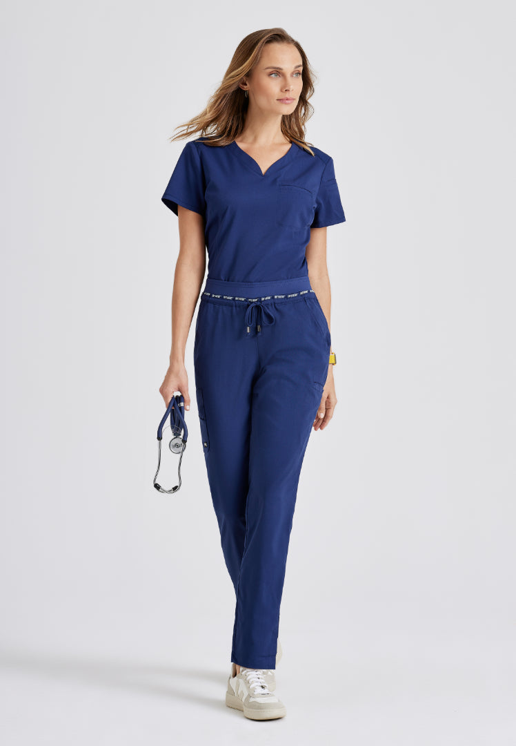 Grey's Anatomy™ Spandex Stretch "Capri" 2-Pocket Scrub Top - Indigo