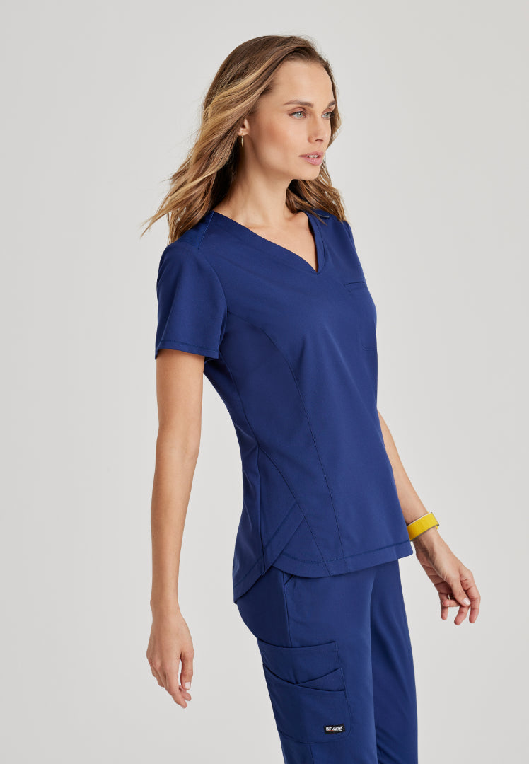 Grey's Anatomy™ Spandex Stretch "Capri" 2-Pocket Scrub Top - Indigo