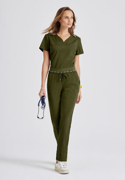 Blusa médica Capri de dos bolsillos - Verde oliva