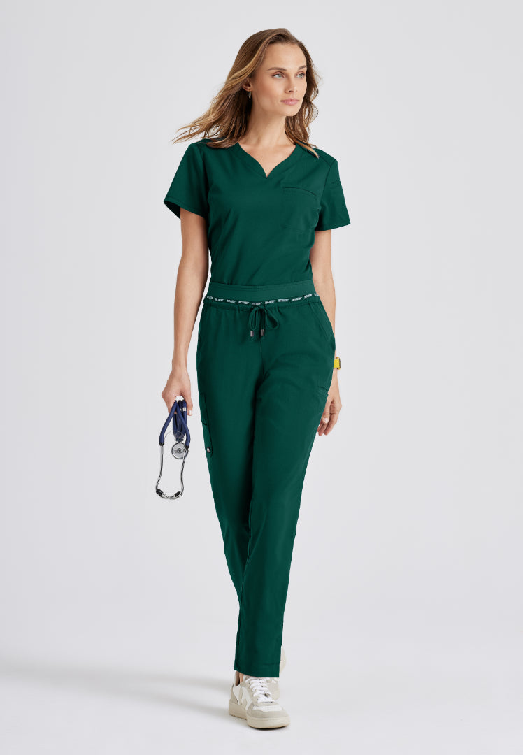 Grey's Anatomy™ Spandex Stretch "Capri" 2-Pocket Scrub Top - Hunter Green