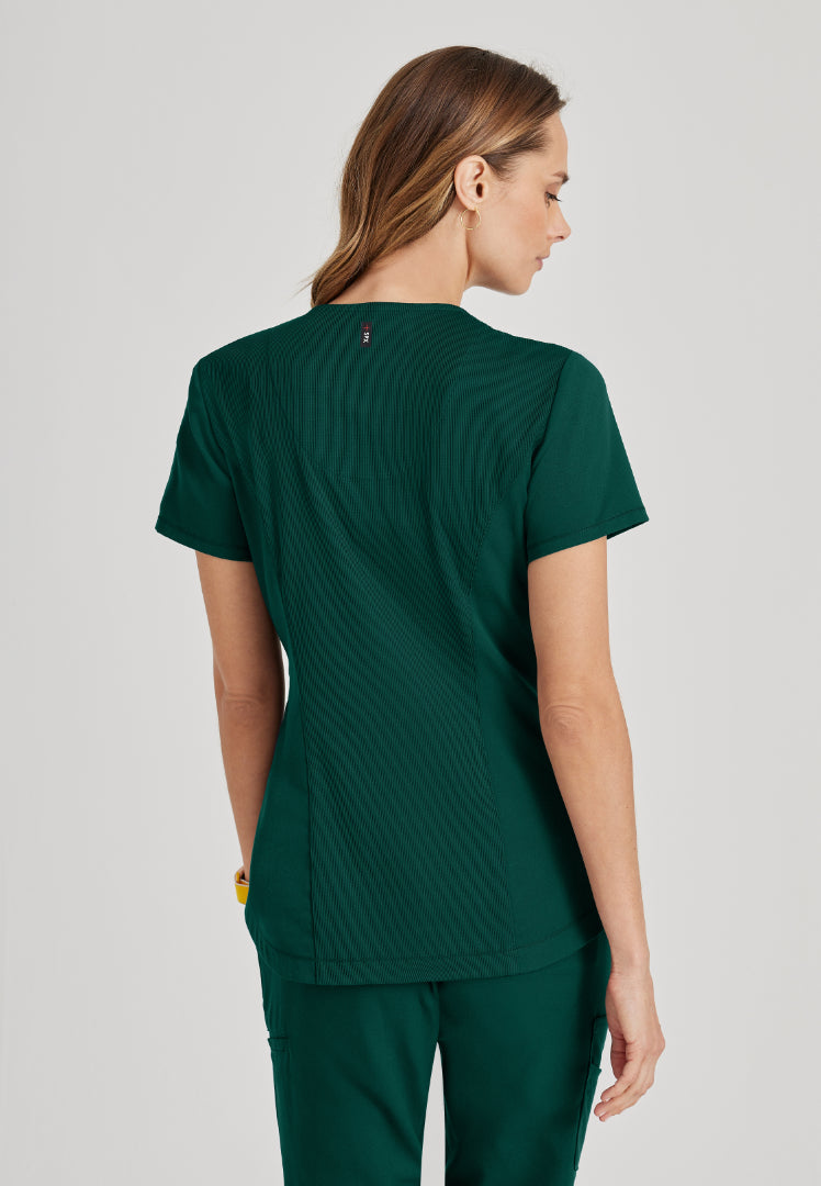 Grey's Anatomy™ Spandex Stretch "Capri" 2-Pocket Scrub Top - Hunter Green