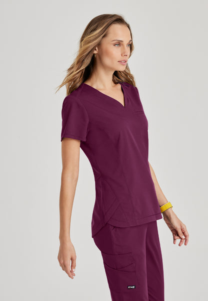 Blusa médica Capri de dos bolsillos - Vino