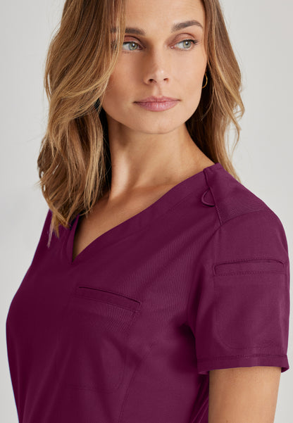 Blusa médica Capri de dos bolsillos - Vino