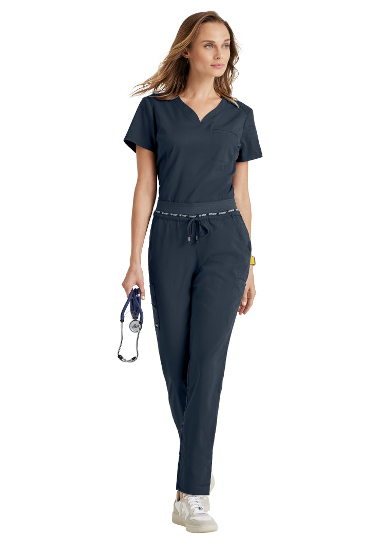 Grey's Anatomy™ Spandex Stretch "Capri" 2-Pocket Scrub Top - Steel