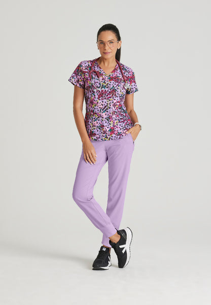 4-Pocket V-Neck Print Scrub Top - Tropical Morning