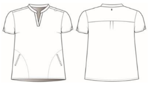 Line Drawing for Blouse médicale Avery à 2 poches - Noire