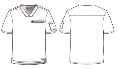 Line Drawing for Clarity 2-Pocket V-Neck Scrub Top - Steel