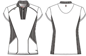 Line Drawing for Kristi 2-Pocket Zip Front Scrub Top - Indigo