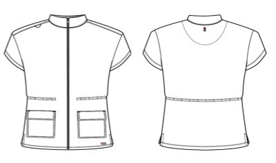 Line Drawing for Nina 2-Pocket Mock Neck Scrub Top - Indigo
