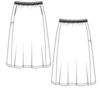 Line Drawing for Terran A-Line Skirt - Black