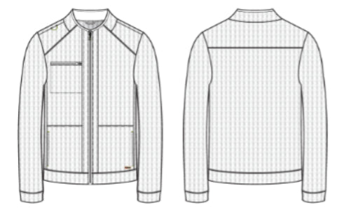 Line Drawing for Ron Waffle Fleece Jacket - Black