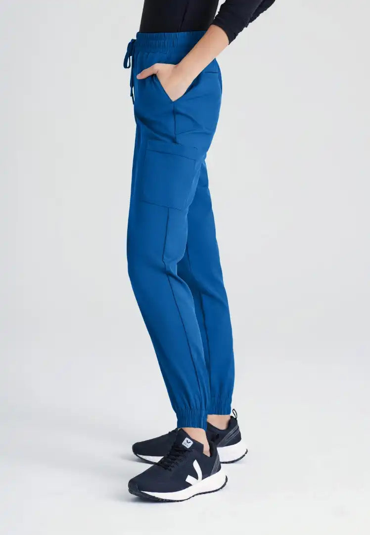 Grey's Anatomy™ Evolve "Terra" 6-Pocket Mid-Rise Cargo Pant - New Royal - The Uniform Store