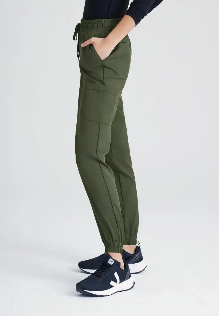 Grey's Anatomy™ Evolve "Terra" 6-Pocket Mid-Rise Cargo Pant - Fern - The Uniform Store