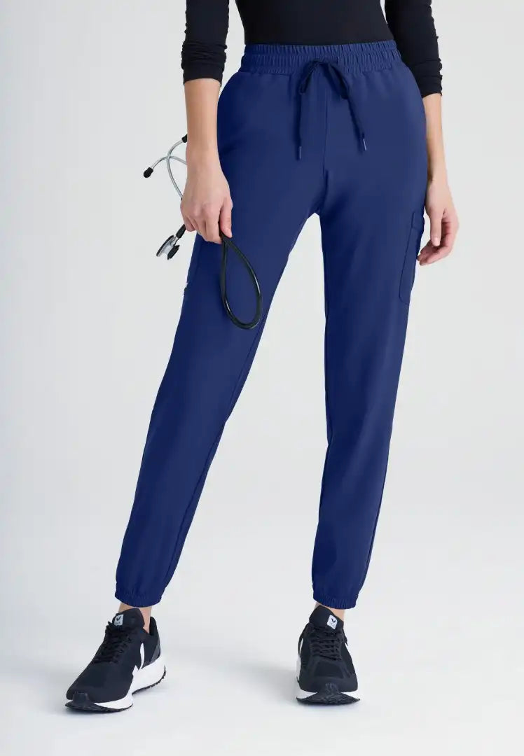 Grey's Anatomy™ Evolve "Terra" 6-Pocket Mid-Rise Cargo Pant - Indigo - The Uniform Store
