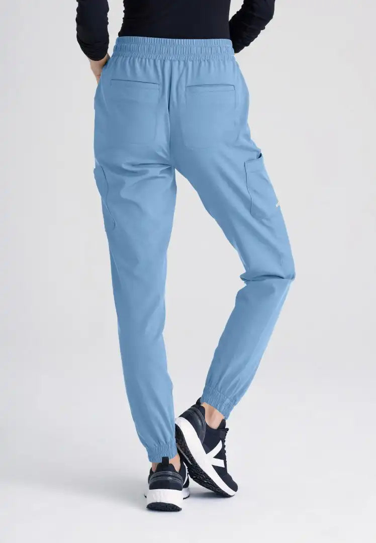 Grey's Anatomy™ Evolve "Terra" 6-Pocket Mid-Rise Cargo Pant - Ciel Blue - The Uniform Store