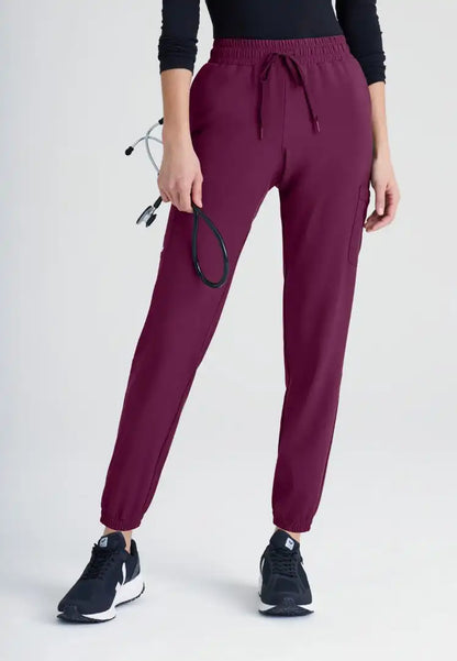 Grey's Anatomy™ Evolve "Terra" 6-Pocket Mid-Rise Cargo Pant - Wine - The Uniform Store