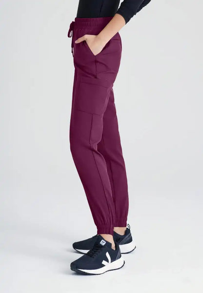 Grey's Anatomy™ Evolve "Terra" 6-Pocket Mid-Rise Cargo Pant - Wine - The Uniform Store