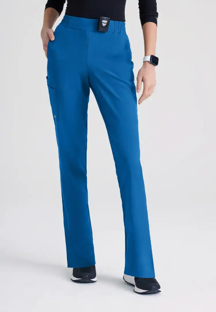 Grey's Anatomy™ Evolve "Cosmo" 6-Pocket Mid-Rise Tapered Leg Pant - New Royal - The Uniform Store