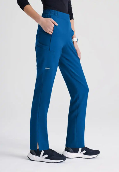 Grey's Anatomy™ Evolve "Cosmo" 6-Pocket Mid-Rise Tapered Leg Pant - New Royal - The Uniform Store