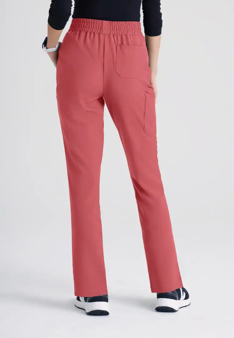 Grey's Anatomy™ Evolve "Cosmo" 6-Pocket Mid-Rise Tapered Leg Pant - Desert Rouge - The Uniform Store