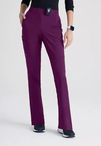 Grey's Anatomy™ Evolve "Cosmo" 6-Pocket Mid-Rise Tapered Leg Pant - Wine - The Uniform Store