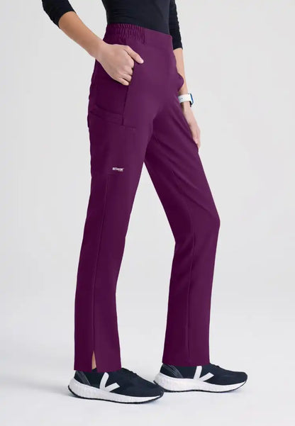 Grey's Anatomy™ Evolve "Cosmo" 6-Pocket Mid-Rise Tapered Leg Pant - Wine - The Uniform Store