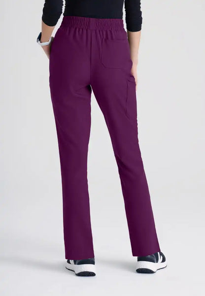 Grey's Anatomy™ Evolve "Cosmo" 6-Pocket Mid-Rise Tapered Leg Pant - Wine - The Uniform Store