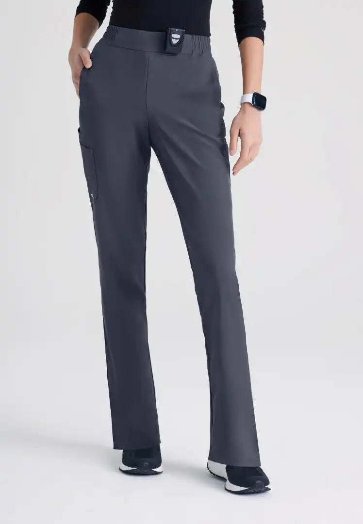 Grey's Anatomy™ Evolve "Cosmo" 6-Pocket Mid-Rise Tapered Leg Pant - Steel - The Uniform Store