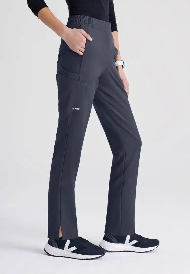 Grey's Anatomy™ Evolve "Cosmo" 6-Pocket Mid-Rise Tapered Leg Pant - Steel - The Uniform Store