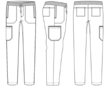 Line Drawing for Highland 5-Pocket Scrub Pant - Hunter