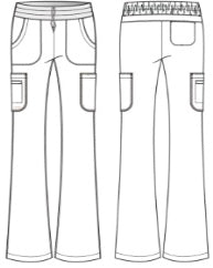 Line Drawing for Sky 6-Pocket Flare Leg Scrub Pant - Indigo