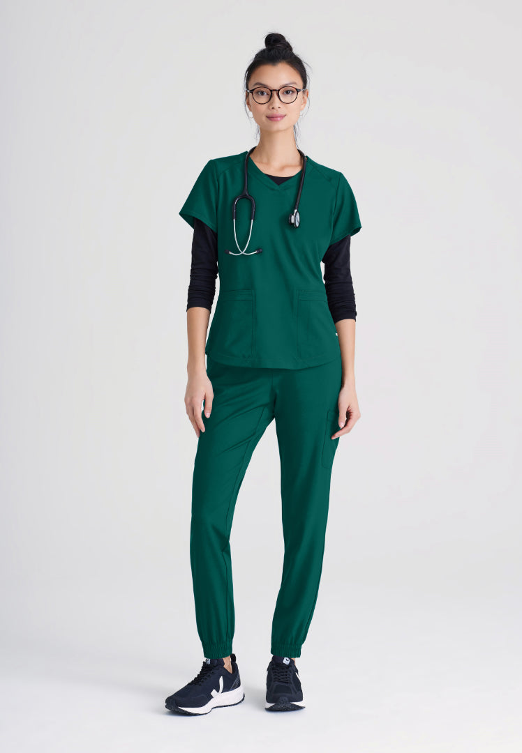 Grey's Anatomy™ Evolve "Terra" 6-Pocket Mid-Rise Cargo Pant - Hunter Green