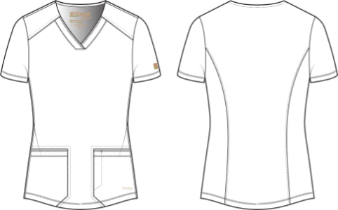 Line Drawing for Rhythm 2-Pocket Piped V-Neck Top - Chestnut