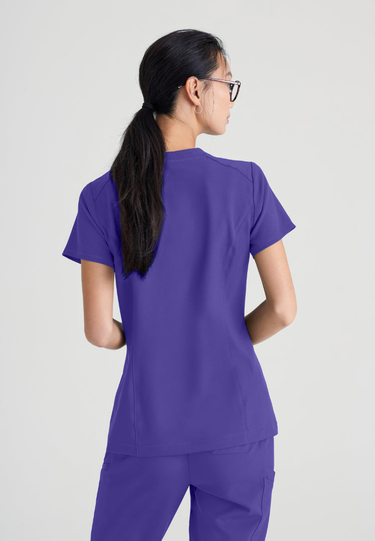 Grey's Anatomy Evolve "Sway" Banded V-Neck Tuck-In Top - New Grape