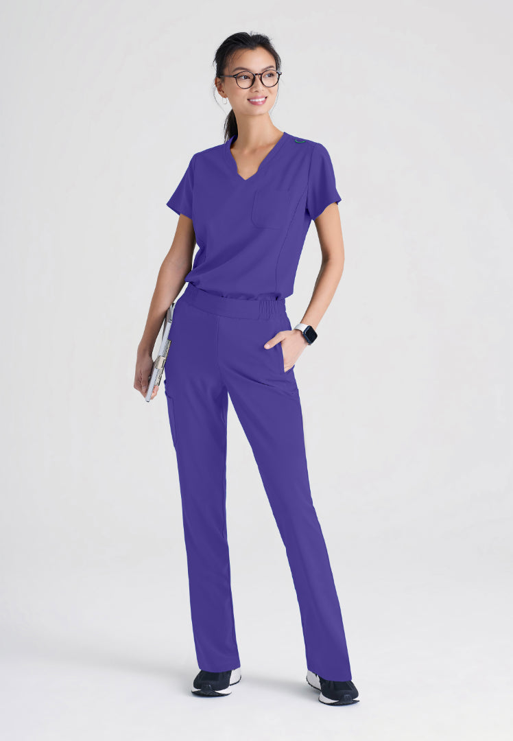 Grey's Anatomy Evolve "Sway" Banded V-Neck Tuck-In Top - New Grape