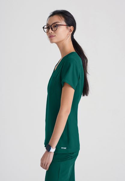 Sway Banded V-Neck Tuck-In Top - Hunter Green