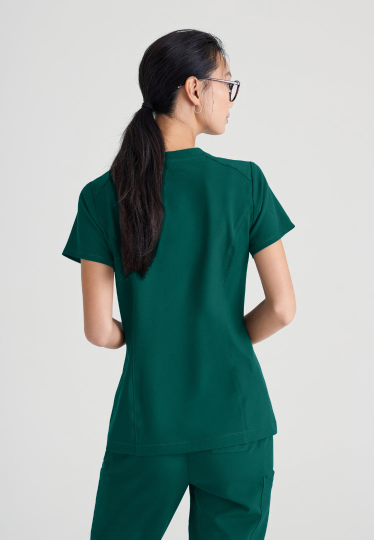 Grey's Anatomy™ Evolve "Sway" Banded V-Neck Tuck-In Top - Hunter Green